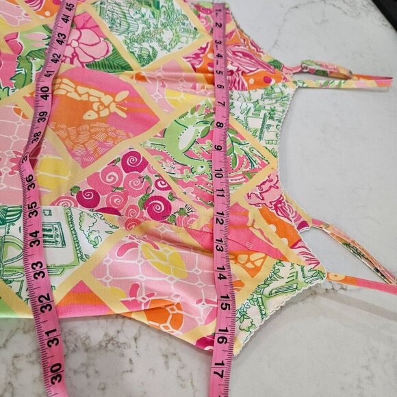 Lilly Pulitzer Diamond Sleeveless Printed Pink Patchwork Sundress Size 6 - Picture 11 of 14